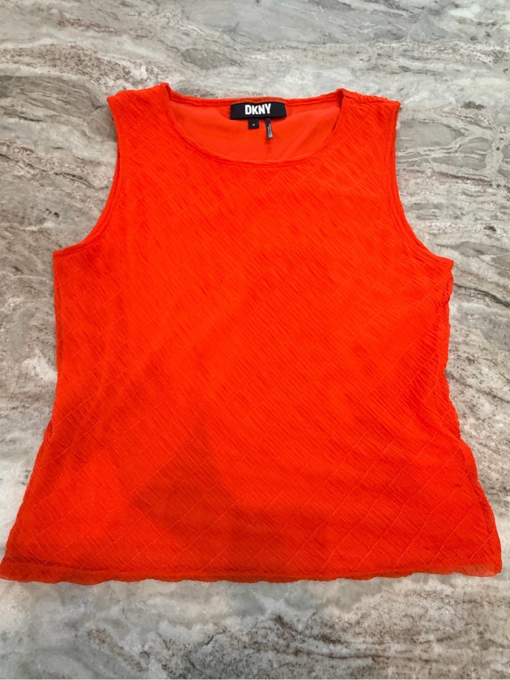 DKNY Bright Orange Textured Sleeveless Blouse Size Medium